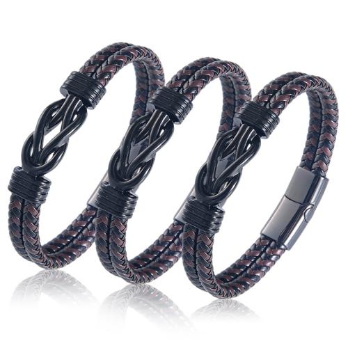 PU Leder Armband, mit 304 Edelstahl, poliert, Vintage & binden & verschiedene Größen vorhanden & für den Menschen, verkauft von PC