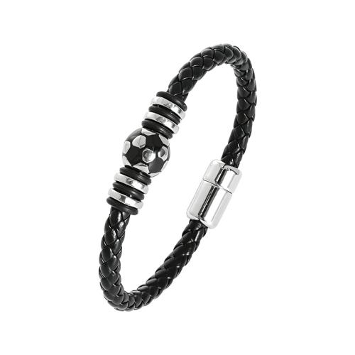 PU Leder Armband, mit 304 Edelstahl, Fussball, Vintage & verschiedene Größen vorhanden & für den Menschen, verkauft von PC