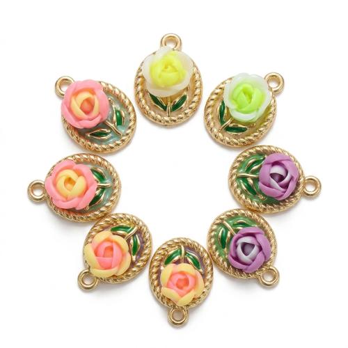 Polymer Clay Pendants with Zinc Alloy gold color plated DIY & with flower pattern & enamel Approx 2mm Sold By PC