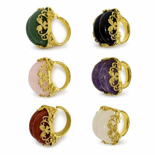 Gemstone Cuff Finger Ring with Zinc Alloy gold color plated fashion jewelry & Unisex Sold By PC