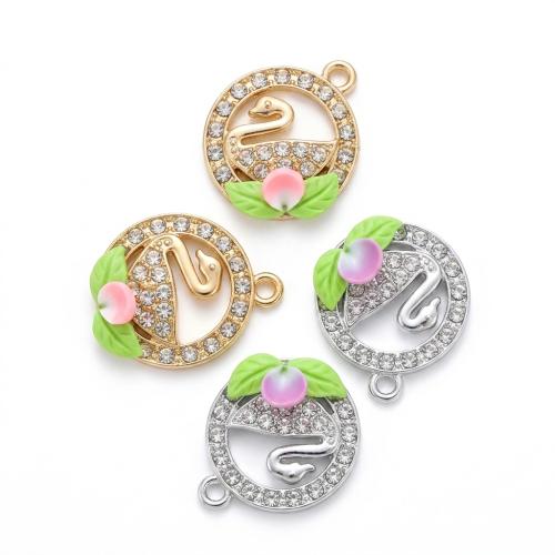 Polymer Clay Hangers, met Zinc Alloy, Zwaan, plated, DIY & glazuur & met strass & hol, meer kleuren voor de keuze, 21x18x6mm, Gat:Ca 2mm, Verkocht door PC