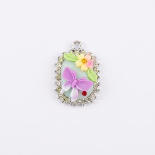 Polymer Clay Hangers, met Zinc Alloy, plated, DIY & glazuur & met strass, 22x17x10mm, Gat:Ca 2mm, Verkocht door PC