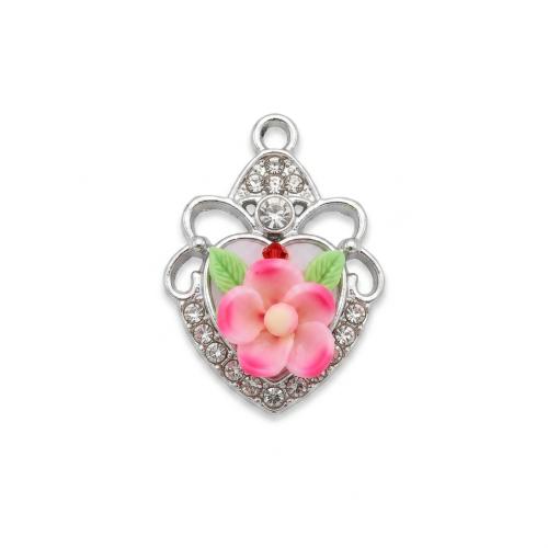 Polymer Clay Hangers, met Zinc Alloy, plated, DIY & met strass & hol, 24x18x9mm, Gat:Ca 2mm, Verkocht door PC