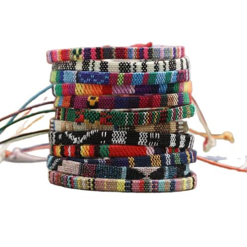 Hilo de algodón Pulsera, hecho a mano, estilo popular & unisexo, más colores para la opción, longitud aproximado 16-28 cm, Vendido por Set