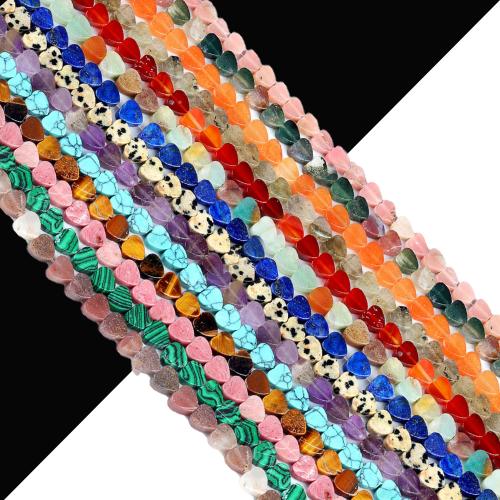Gemstone smykker perler, Ædelsten, Heart, du kan DIY & forskellige materialer til valg, 6mm, Ca. 50pc'er/Strand, Solgt Per Ca. 38 cm Strand