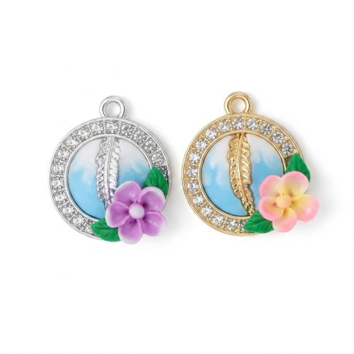 Polymer Clay Pendler, med Zinc Alloy, forgyldt, du kan DIY & emalje & med rhinestone, flere farver til valg, 21x18x5mm, Hole:Ca. 2mm, Solgt af PC
