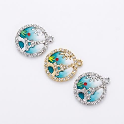 Polymer Clay Pendler, med Zinc Alloy, Flad Rund, forgyldt, du kan DIY & emalje & med rhinestone, flere farver til valg, 22x17x10mm, Hole:Ca. 2mm, Solgt af PC