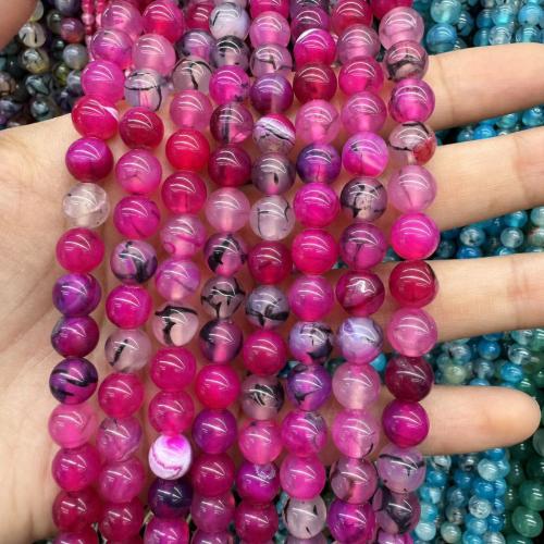 Naturlig Drage Veins Agate perler, Runde, du kan DIY & forskellig størrelse for valg, flere farver til valg, Solgt Per Ca. 38 cm Strand