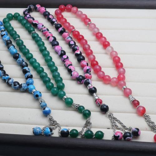 Agate Bracelet, Babhta, snasta, unisex, dathanna níos mó le haghaidh rogha, 10mm, Thart 33ríomhairí pearsanta/Snáithe, Díolta De réir Snáithe