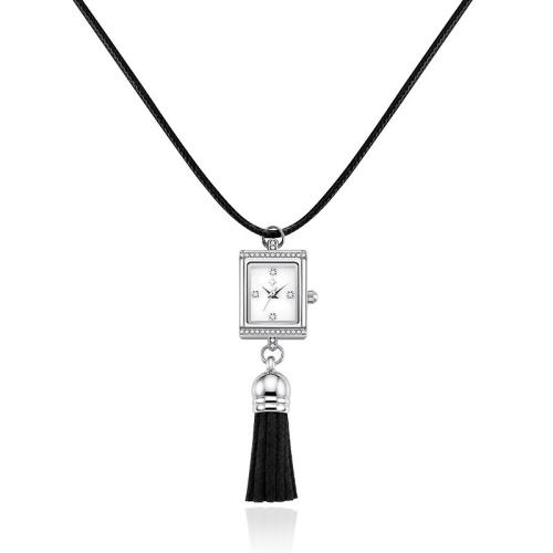 Zinc Alloy Watch Ketting, met Wax & Roestvrij staal, plated, voor vrouw & met strass, meer kleuren voor de keuze, Lengte Ca 72 cm, Verkocht door PC