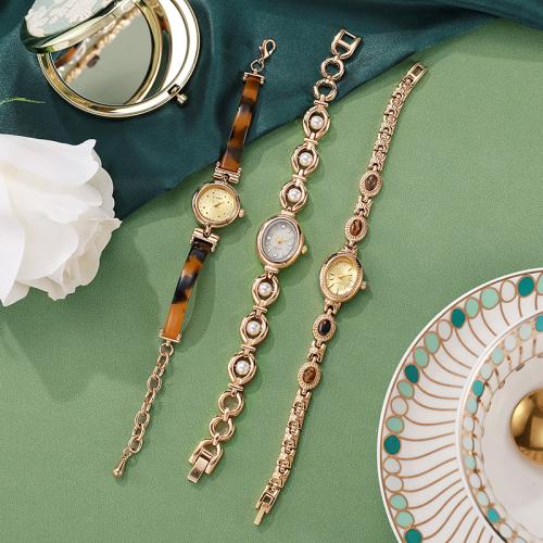 Zinc Alloy Watch Bracelet, med Glas & Plastic, Kinesisk bevægelse & forskellige stilarter for valg & for kvinde, Dial specifications 38x9mm, Solgt af PC