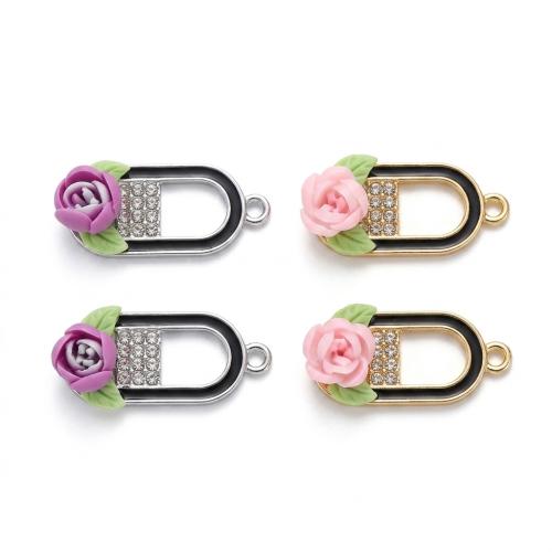 Polymer Clay Pendants with Zinc Alloy plated DIY & with rhinestone & hollow Approx 2mm Sold By PC