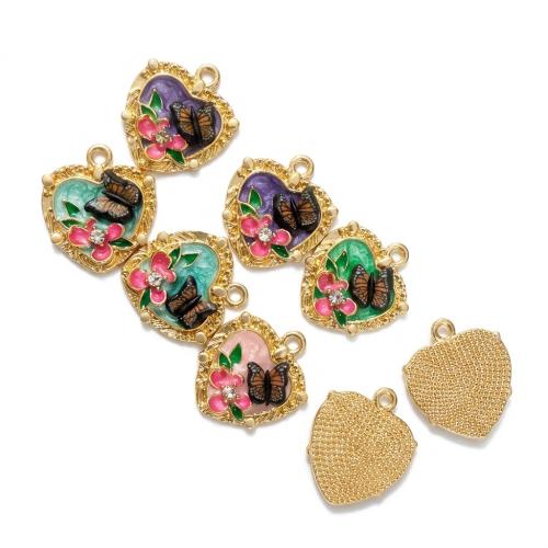 Polymer Clay Pendants with Zinc Alloy Heart gold color plated DIY & enamel & with rhinestone Approx 2mm Sold By PC