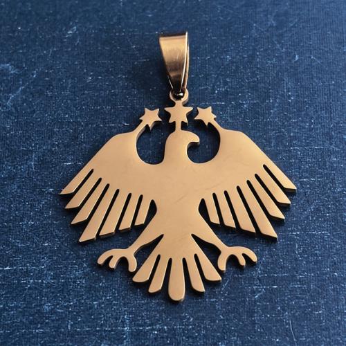 titanium Vedhæng, Titanium Stål, Eagle, guldfarve belagt, du kan DIY, 32x35x1.60mm, Solgt af PC