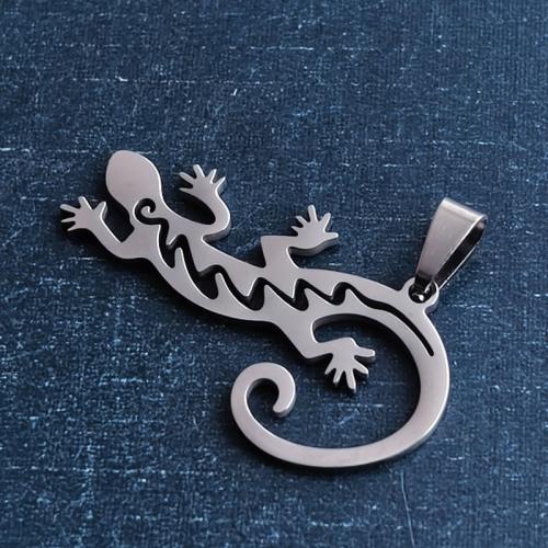titanium Vedhæng, Titanium Stål, Gecko, forgyldt, du kan DIY & hule, flere farver til valg, 34x20x1.60mm, Solgt af PC