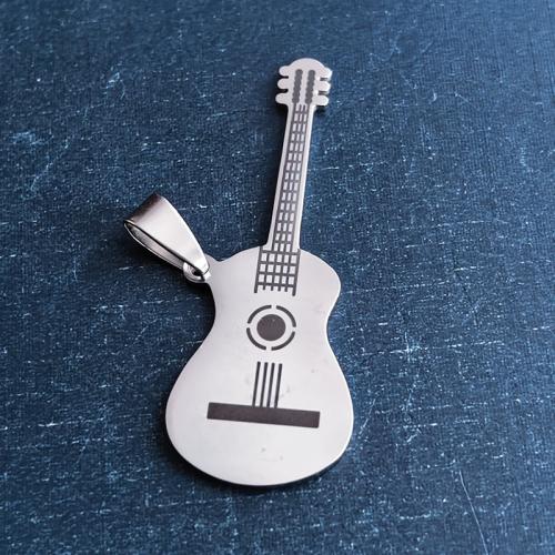 titanium Vedhæng, Titanium Stål, Guitar, poleret, du kan DIY, oprindelige farve, 17x50x1.60mm, Solgt af PC