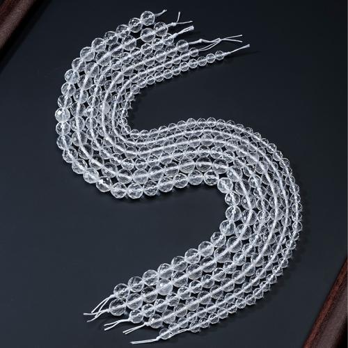 Naturlige klar kvarts perler, Clear Quartz, Runde, Star Cut Faceted & du kan DIY & forskellig størrelse for valg, Solgt af Strand