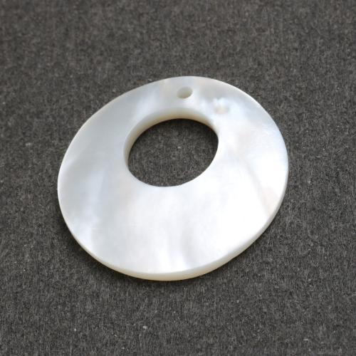 Natural White Shell Pendants Donut polished DIY & hollow 25mm Sold By PC