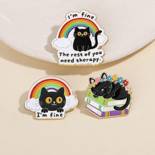Zinc Alloy Broche, Cat, guldfarve belagt, Unisex & forskellige stilarter for valg & emalje, Solgt af PC