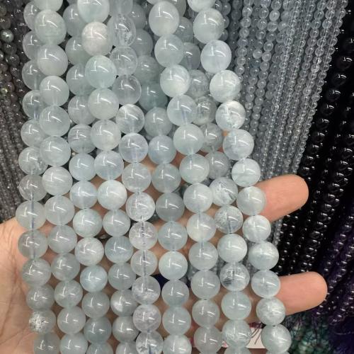 Gemstone smykker perler, Akvamarin, Runde, naturlige & du kan DIY & forskellig størrelse for valg, Solgt Per Ca. 38 cm Strand