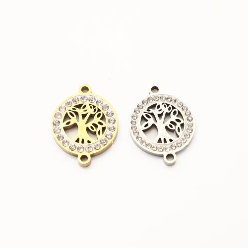 Stainless Steel Connector 304 Stainless Steel plated DIY & with rhinestone & hollow Sold By Lot