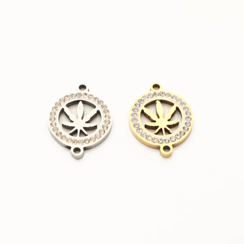Nerezová ocel Connector, 304 Stainless Steel, List, DIY & s drahokamu & dutý, více barev na výběr, 20x15x2mm, 20PC/Lot, Prodáno By Lot