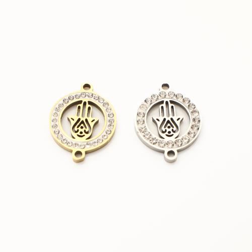 Nerezová ocel Connector, 304 Stainless Steel, Hamsa, DIY & s drahokamu & dutý, více barev na výběr, 20x15x2mm, 20PC/Lot, Prodáno By Lot