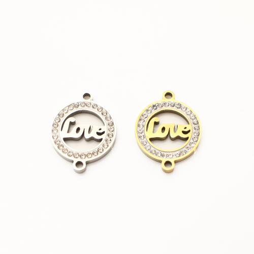 Stainless Steel Connector 304 Stainless Steel plated DIY & with letter pattern & with rhinestone & hollow Sold By Lot