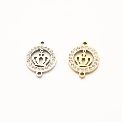 Edelstahl Schmuckverbinder, 304 Edelstahl, Krone, plattiert, DIY & mit Strass & hohl, keine, 20x15x2mm, 20PCs/Menge, verkauft von Menge
