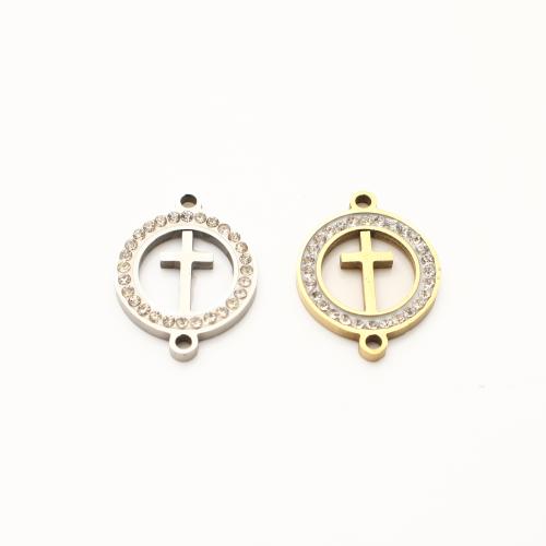 Stainless Steel Connector 304 Stainless Steel Cross plated DIY & with rhinestone & hollow Sold By Lot