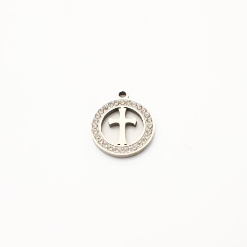 Nerezová ocel Cross Přívěsky, 304 Stainless Steel, Kříž, DIY & s drahokamu & dutý, Původní barva, 20PC/Lot, Prodáno By Lot