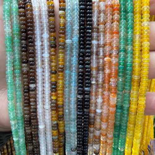 Agat perler, Agate, Abacus, poleret, du kan DIY, flere farver til valg, 2x4mm, Ca. 150pc'er/Strand, Solgt af Strand