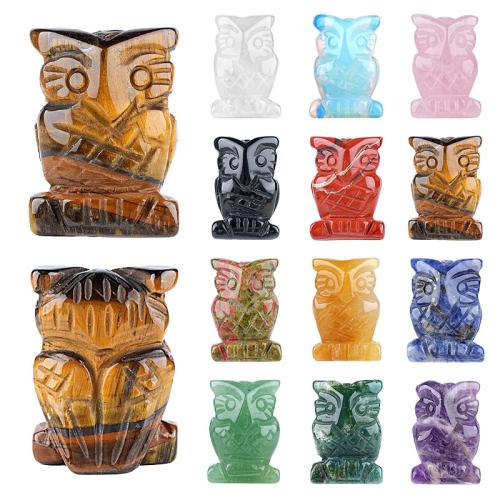 Ædelsten Dekoration, Owl, Carved, forskellige materialer til valg, 18x26mm, Solgt af PC