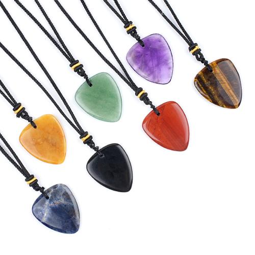 Gemstone Necklace with Polyester Cord Heart handmade & Unisex Length Approx 30-32 cm Sold By PC
