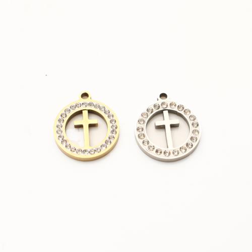 Roestvrij staal Cross Hangers, 304 roestvrij staal, Oversteken, plated, DIY & met strass & hol, meer kleuren voor de keuze, 18x15x2mm, 20pC's/Lot, Verkocht door Lot