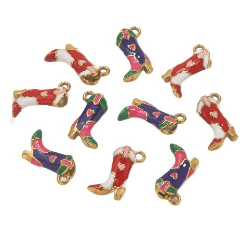 Roestvrij stalen sieraden Hangers, 304 roestvrij staal, Schoenen, gold plated, DIY & glazuur, meer kleuren voor de keuze, 15x18.50mm, Verkocht door PC