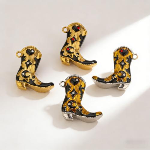 Stainless Steel Pendants 304 Stainless Steel Shoes plated DIY & enamel & with rhinestone Sold By Bag
