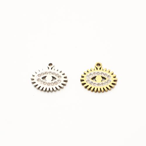 Bijoux pendentifs en acier inoxydable , Acier inoxydable 304, Placage, DIY & avec strass & creux, plus de couleurs à choisir, 13x14x2mm, 20PC/lot, Vendu par lot