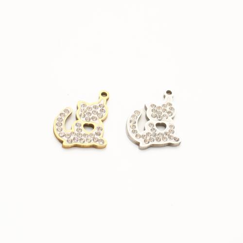 Rustfrit stål Animal Pendler, 304 rustfrit stål, forgyldt, du kan DIY & med rhinestone & hule, flere farver til valg, 16x15x2mm, 20pc'er/Lot, Solgt af Lot