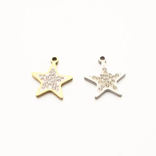 Stainless Steel Pendants 304 Stainless Steel Star plated DIY & with rhinestone Sold By Lot