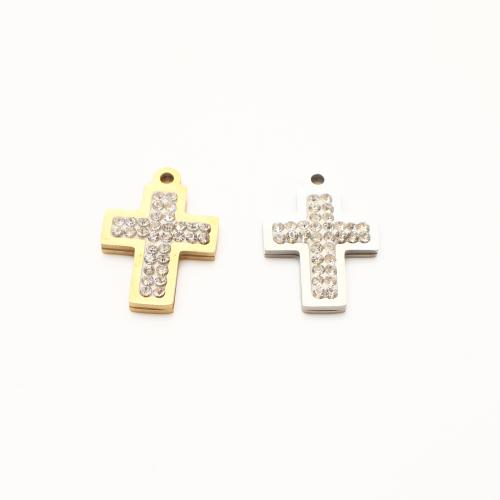 Roestvrij staal Cross Hangers, 304 roestvrij staal, Oversteken, plated, DIY & met strass, meer kleuren voor de keuze, 19x13x2mm, 20pC's/Lot, Verkocht door Lot
