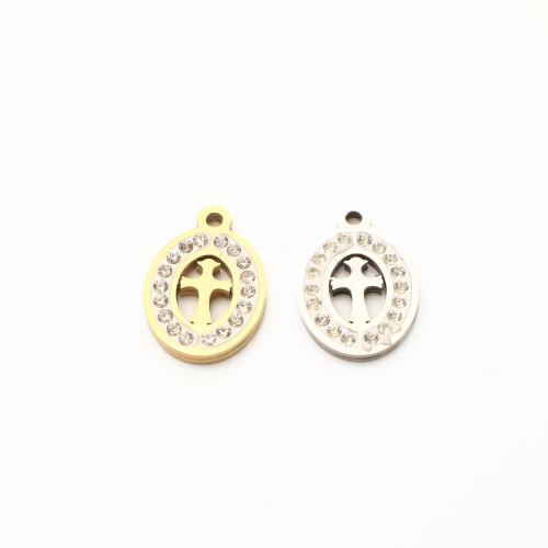 Roestvrij staal Cross Hangers, 304 roestvrij staal, Oversteken, plated, DIY & met strass & hol, meer kleuren voor de keuze, 16x13x2mm, 20pC's/Lot, Verkocht door Lot