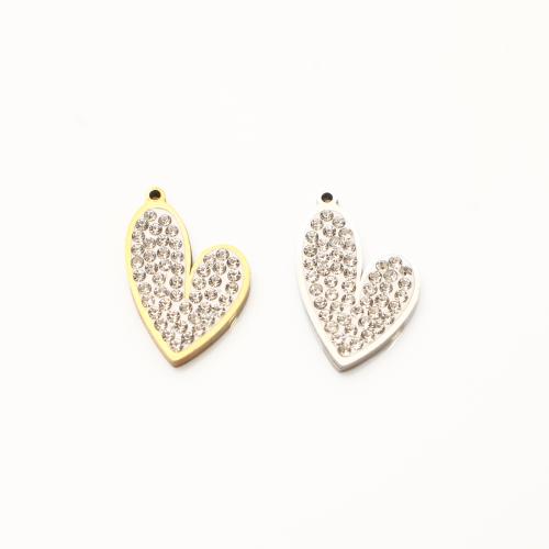 Rustfrit stål Heart Vedhæng, 304 rustfrit stål, forgyldt, du kan DIY & med rhinestone, flere farver til valg, 20x12x2mm, 20pc'er/Lot, Solgt af Lot
