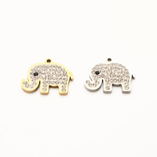 Edelstahl Tieranhänger, 304 Edelstahl, Elephant, plattiert, DIY & mit Strass, keine, 14x18x2mm, 20PCs/Menge, verkauft von Menge