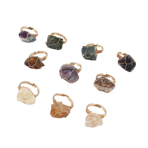 Drágakő Mandzsetta Finger Ring, -val Cink ötvözet, arany színű aranyozott, divat ékszerek & egynemű, több színt a választás, Által értékesített PC