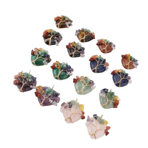 Gemstone Přívěsky Šperky, Drahokam, s Zinek, Srdce, barva pozlacený, DIY, více barev na výběr, 37x36x13mm, Prodáno By PC
