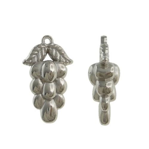 Copper Coated Plastic hanger, Druif, platinum plated, nikkel, lood en cadmium vrij, 25x16x41.50mm, Gat:Ca 2.78mm, 5Tassen/Lot, Verkocht door Lot