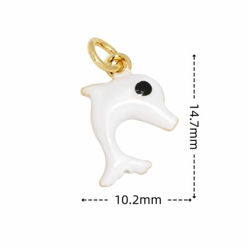 Mässing Smycken Hängen, Dolphin, guldfärg pläterade, DIY & olika stilar för val & micro bana cubic zirconia & emalj, Säljs av PC