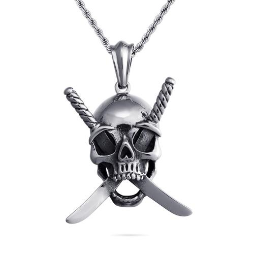 Titanhäng, Titan Stål, Skull, punk stil & DIY, ursprungliga färgen, 35x44mm, Säljs av PC
