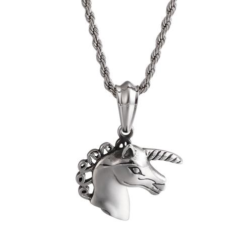 titanium Vedhæng, Titanium Stål, Unicorn, du kan DIY, oprindelige farve, 34x33mm, Solgt af PC